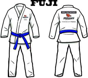 JUDOGA BIAŁA DLA DOROSŁYCH "JUDO TIGERS" Z PLASTRONEM I HAFTEM