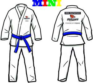 JUDOGA BIAŁA DLA NAMŁODSZYCH "JUDO TIGERS" Z PLASTRONEM I HAFTEM