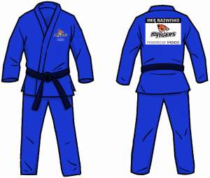JUDOGA NIEBIESKA "JUDO TIGERS" Z PLASTRONEM I HAFTEM